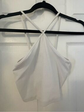 Zara White Ribbed Tank with Thin Straps